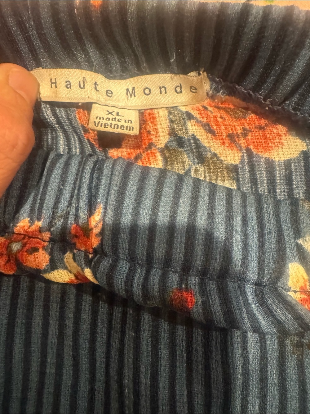 Haute Monde Teal Off-Shoulder Floral Tie-Sleeve Tunic - Picture 3 of 6